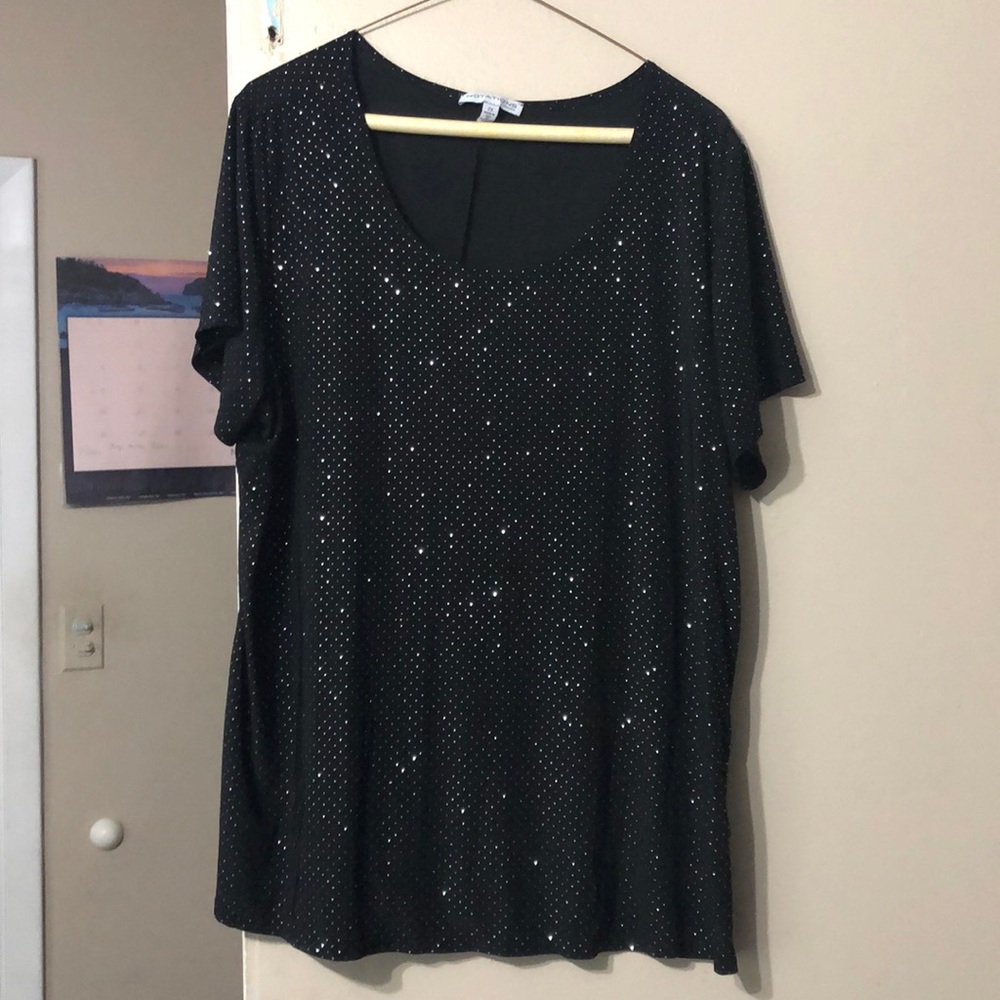 Plus size black sparkled top